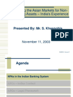 Developing The Asian Markets For Non-Performing Assets - India's Experience