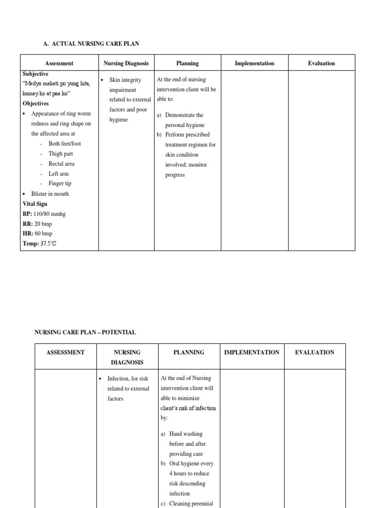 Nursing Care Plan for Skin Conditions | PDF