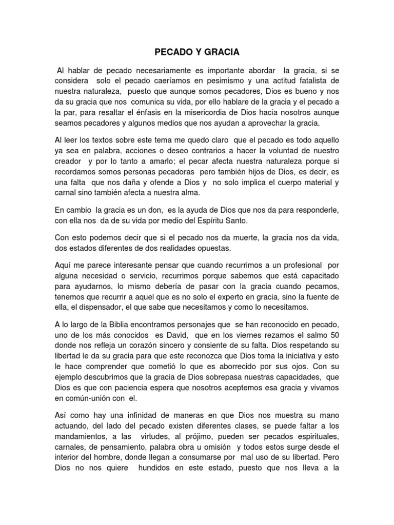 Gracia y Pecado: Un Camino de Fe | PDF | Gracia en el cristianismo | Pecado