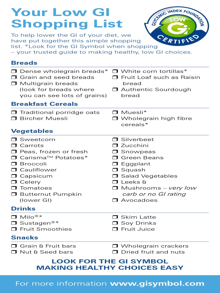 Low Gi Shopping List Uk