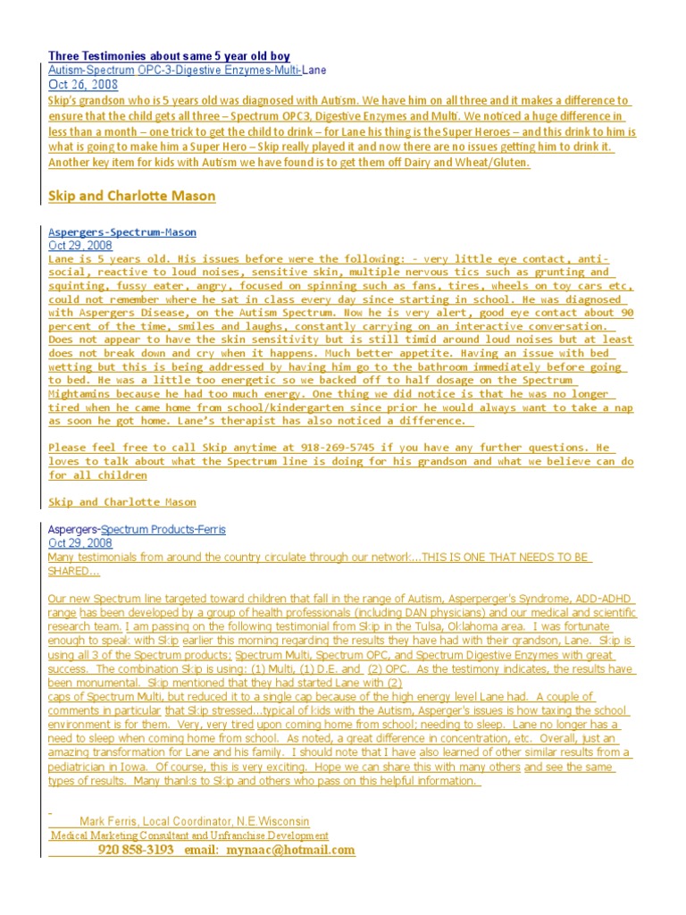 Autism Spectrum Opc 3 Digestive Enzymes Multi Lane PDF Abnormal