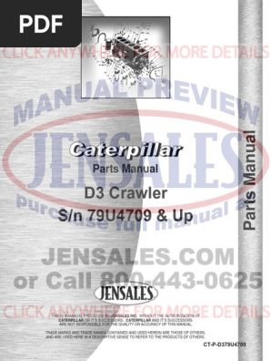 Caterpillar d3 Crawler Parts Manual SN 79u4709 and Up | PDF