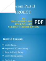 M-Com Part II Proect: BY Dhanashree Shirke ROLL NO: 4033 Subject: Credit Rating