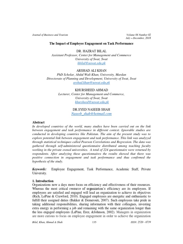 Employee Engagement and Task Performance | PDF | Errors And Residuals ...
