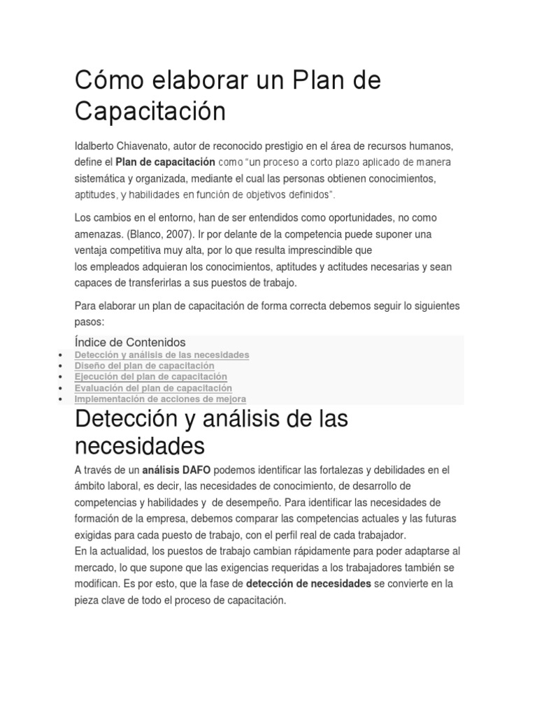 Guía para Elaborar un Plan de Capacitación | PDF | Planificación ...