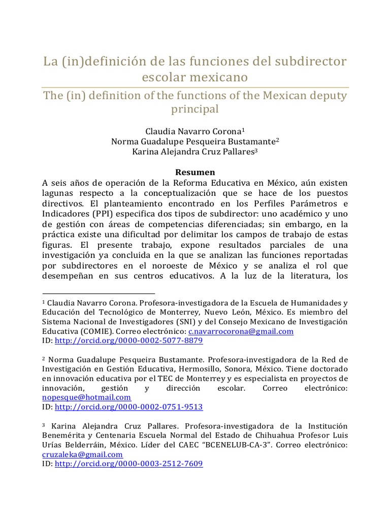 Funciones del Subdirector Escolar en México | PDF | Educación ...