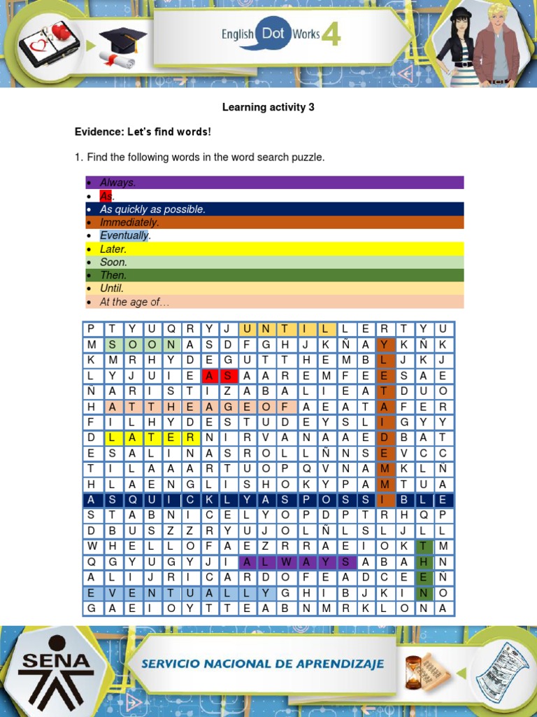 Time Words A Word Search and Sentence Activity PDF Leisure