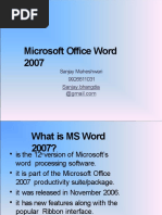 Microsoft Office Word 2007: Sanjay Maheshwari 9926611031 Sanjay - Bhangdia