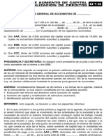 Acta de Aumento de Capital Por Capitalizacion de Creditos PDF