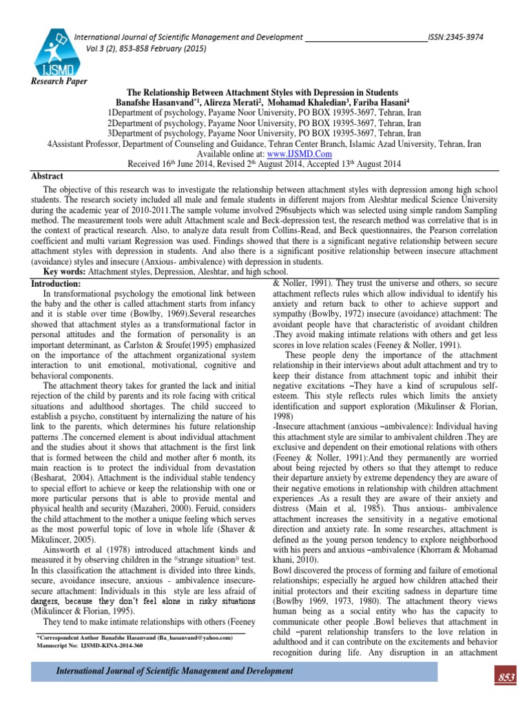 The Relationship Between Attachment Styl PDF | PDF | Attachment Theory ...