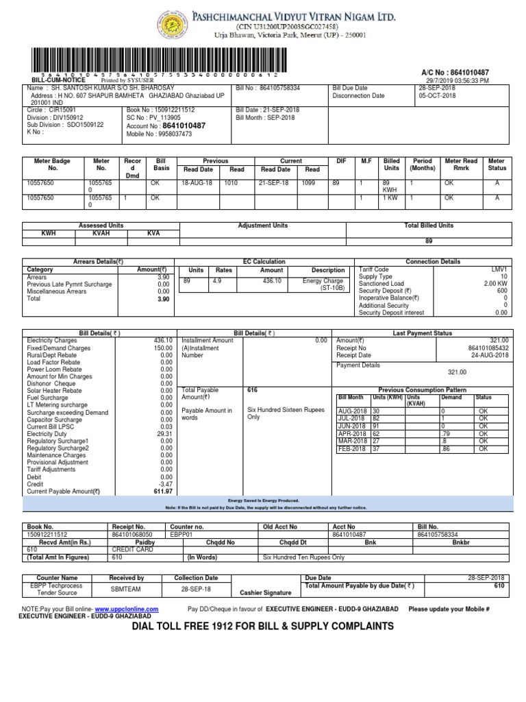Electricity Bill | Download Free PDF | Payments | Electric Power