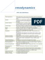 Thermodynamics: MTX 220 Definitions