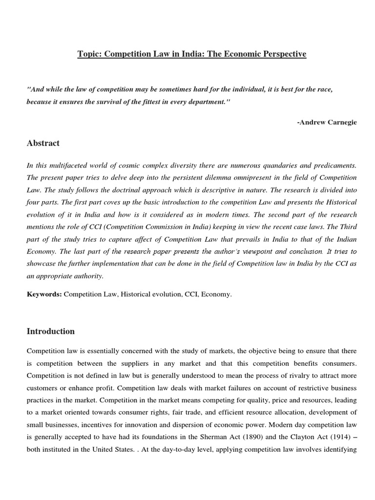 Evolution of Competition Law in India | PDF | Competition Law | Competition