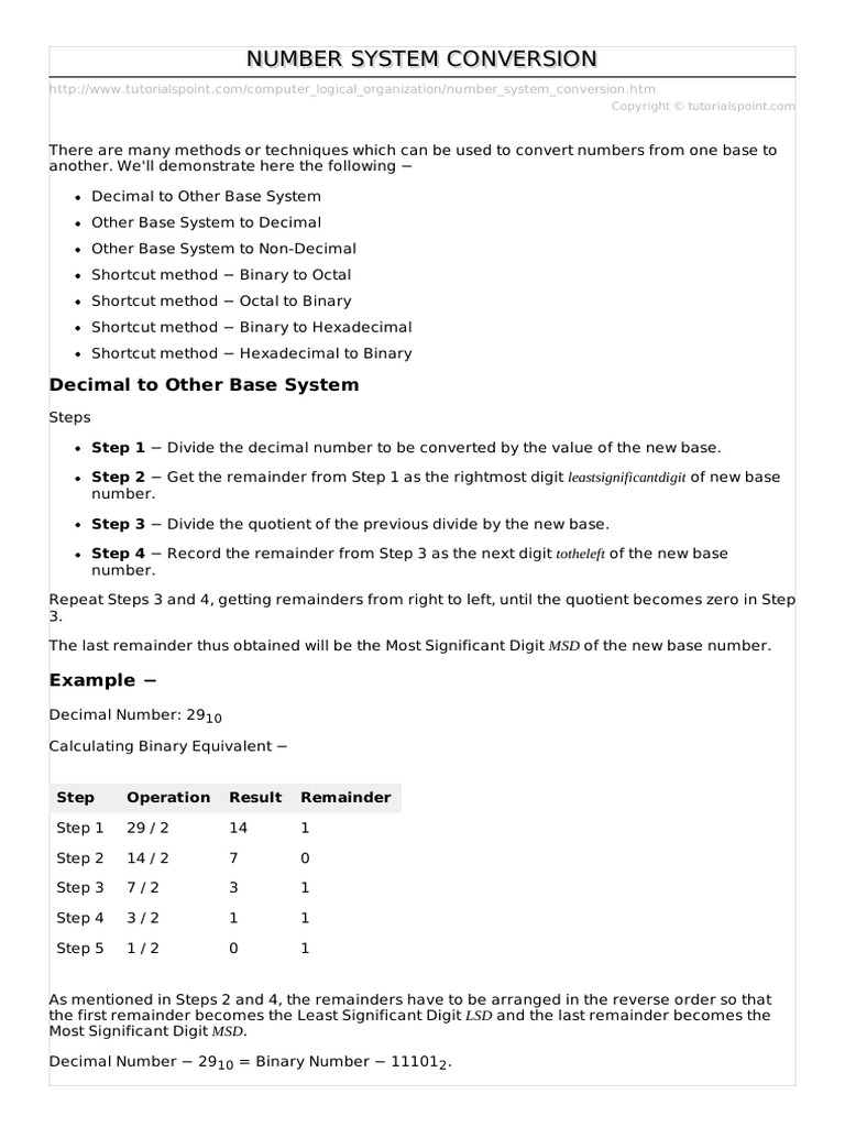Number System Conversion PDF | PDF | Decimal | Lexicology