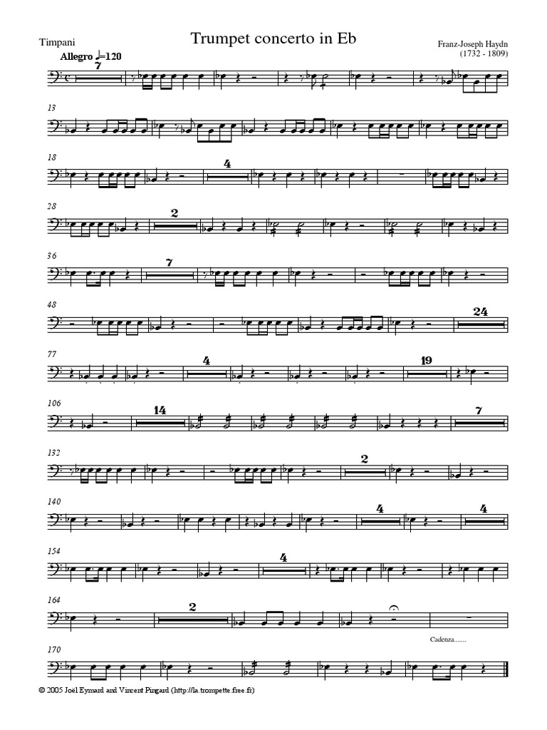 Haydn Trumpet Concerto Timbales Parts PDF Orchestral Music