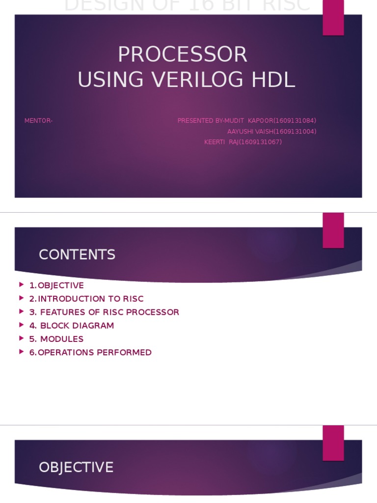 16-Bit RISC Processor Design in Verilog | PDF | Central Processing Unit ...