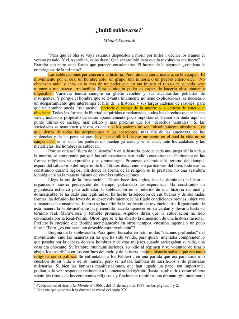 Foucault - Inútil Sublevarse? | PDF | Corrí | Verdad