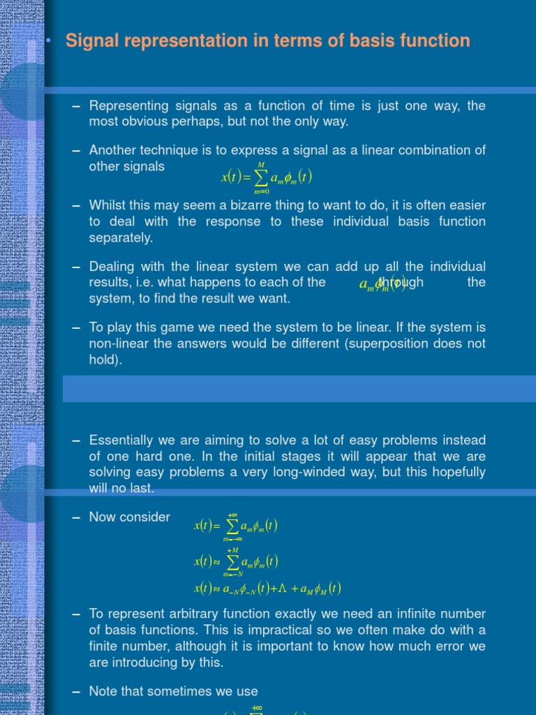 Signal Representation in Terms of Basis Function: T A T X | PDF | Basis ...