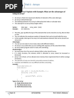 Unit 1 - Arrays: 1 What Is An Array? Explain With Example. What Are The Advantages of Using An Array?