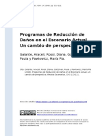 Programas de Reducción de Daños en El Escenario Actual. Un Cambio de Perspectiva.