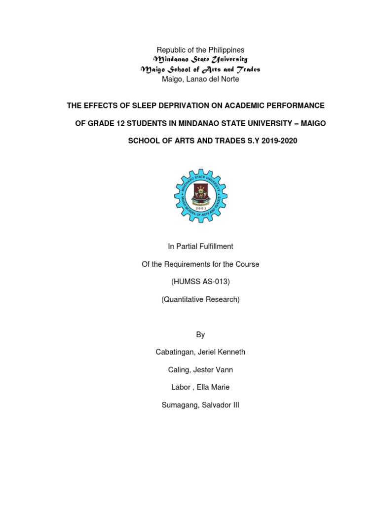 The Effects of Sleep Deprivation On The Academic Performance of Senior ...