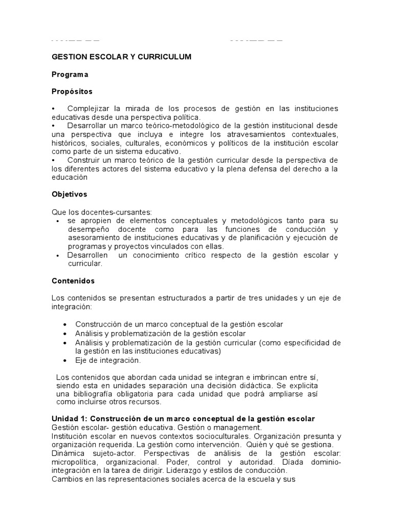 Programa de Gestión Escolar 2025 | PDF | Plan de estudios | Enseñando
