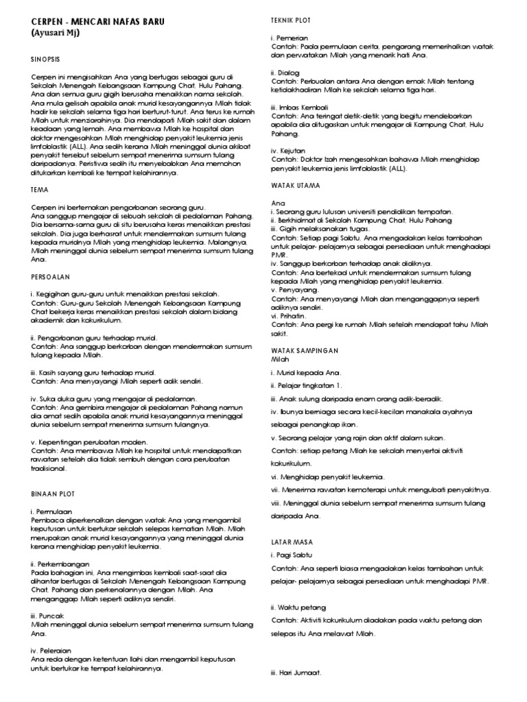 Nota Cerpen Mencari Nafas Baru Pdf