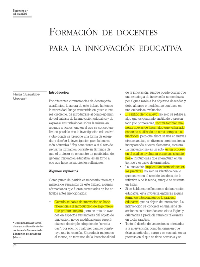 Formación de Docentes para La Innovación Educativa | PDF | Ciencia y ...