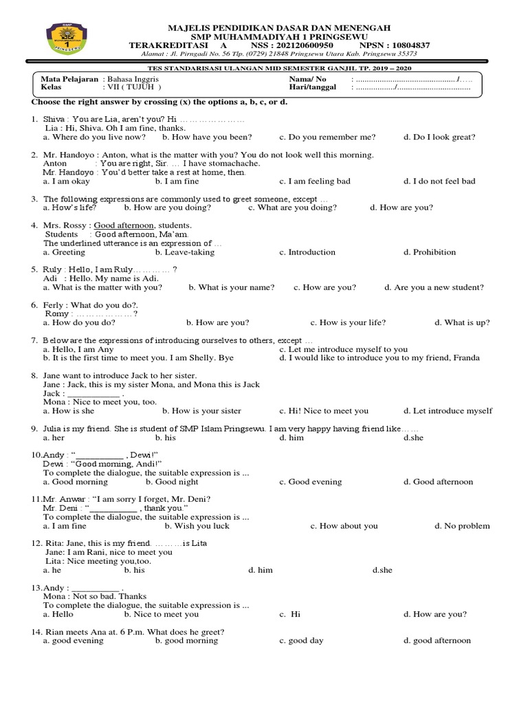 Kelas 7 Bahasa Inggris | PDF | Language Arts & Discipline