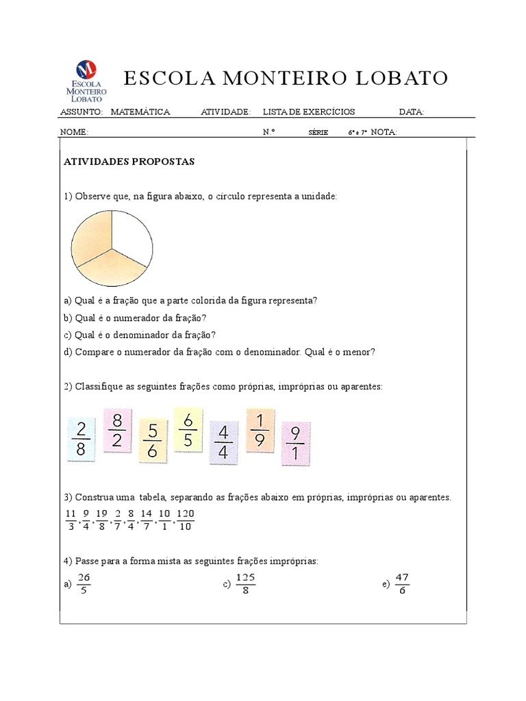 Apostila Matemática 6 Ano PDF, PDF, Fração (Matemática)