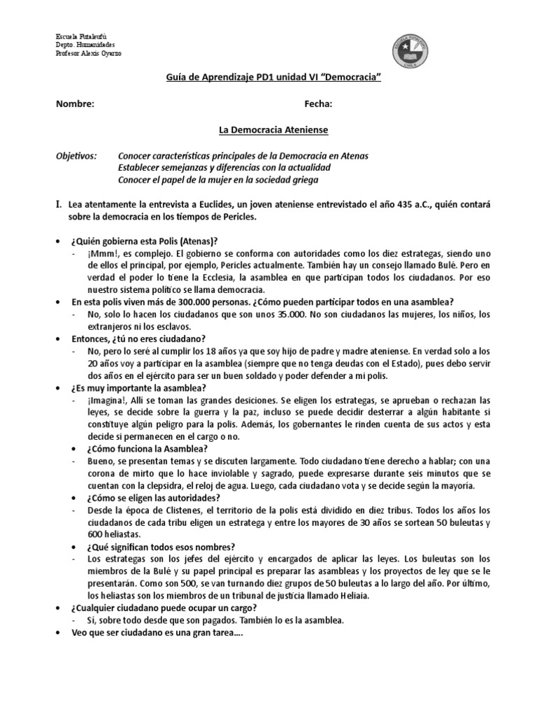 Características de la Democracia Ateniense | PDF | Ciudadanía | Estado ...