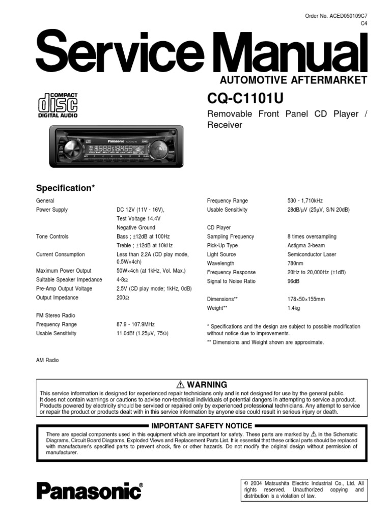 Panasonic CQ C1101u | PDF | Printed Circuit Board | Soldering