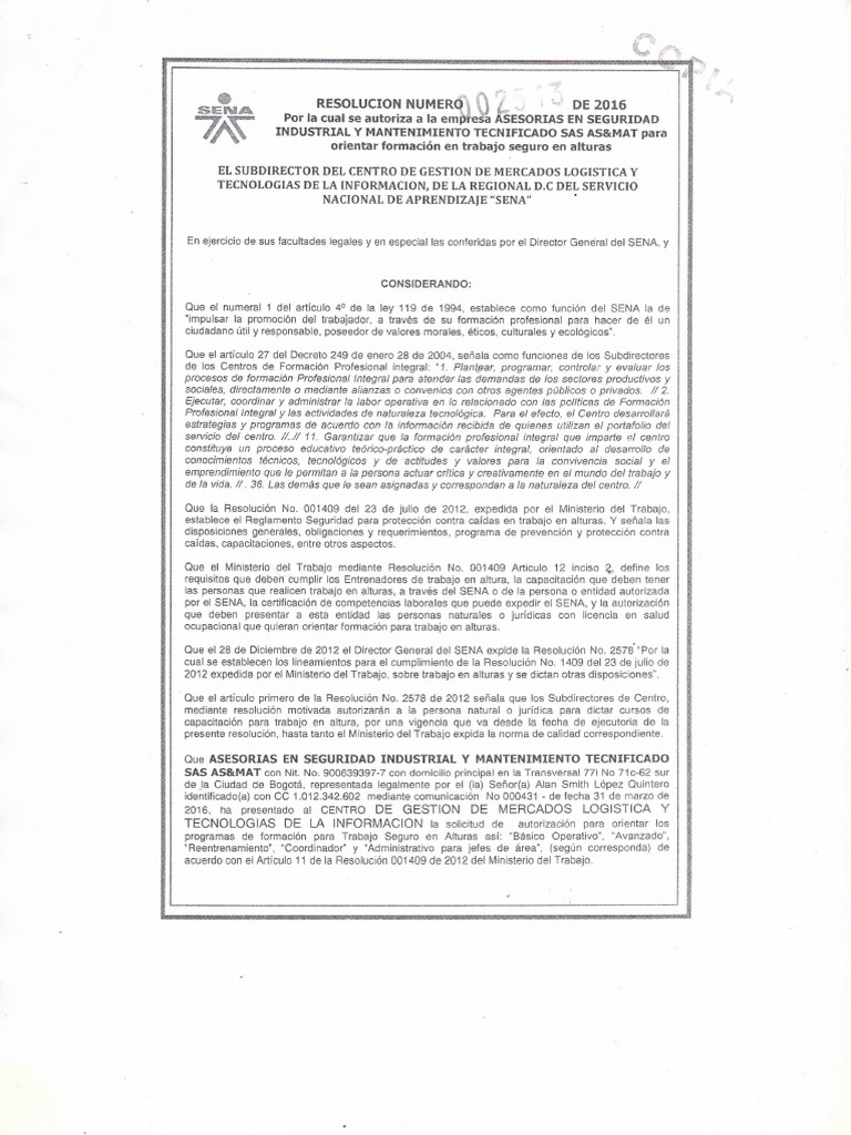 Resolucion 2513 Del 6 Mayo 2016 | PDF