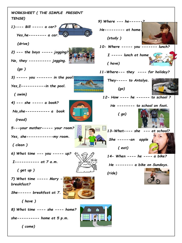 Simple Present Tense Worksheet | PDF