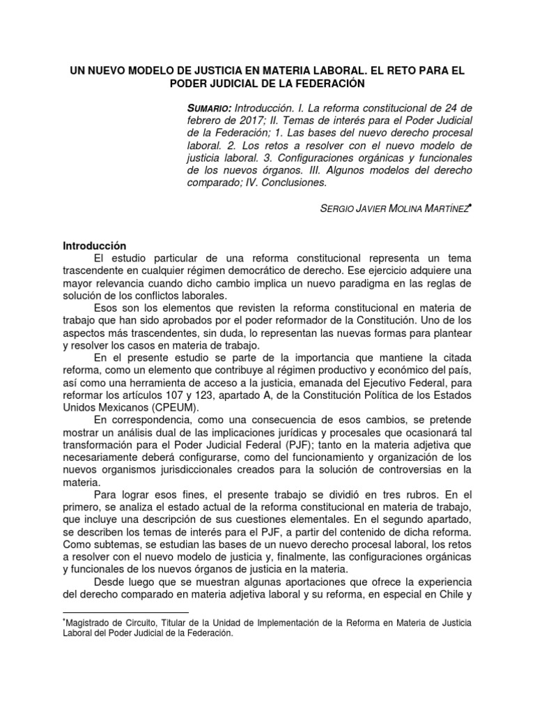 Nuevo Modelo de Justicia Laboral en México | PDF | Ley procesal ...