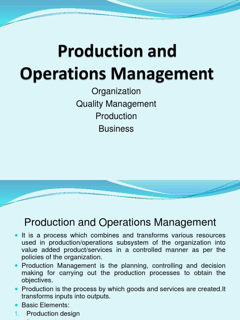 Production and Operations Management | PDF | Operations Management ...