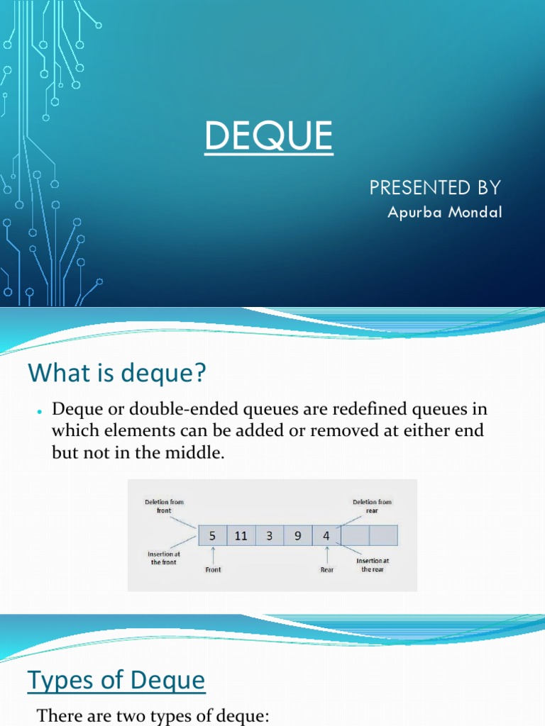 Deque: Presented by | PDF | Teaching Methods & Materials