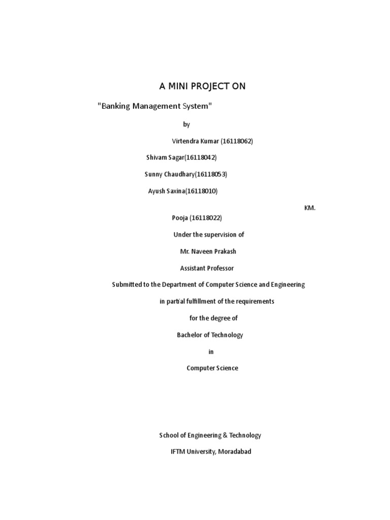 Banking Management System Project | PDF