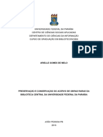 Preservação e Conservação Do Acervo de Obras Raras Da Biblioteca Central Da UFPB