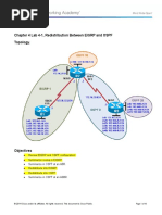 Chapter 4 Lab 4-1, Redistribution Between EIGRP and OSPF Topology