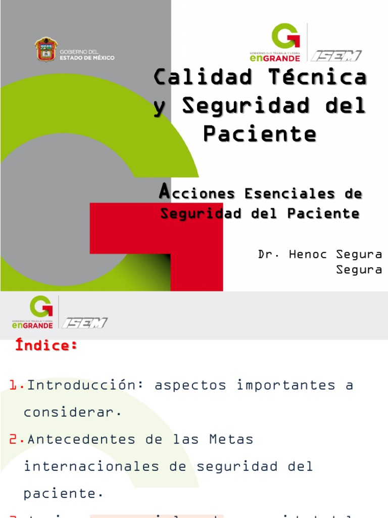 Calidad y Seguridad Del Paciente | PDF | Seguridad del paciente ...