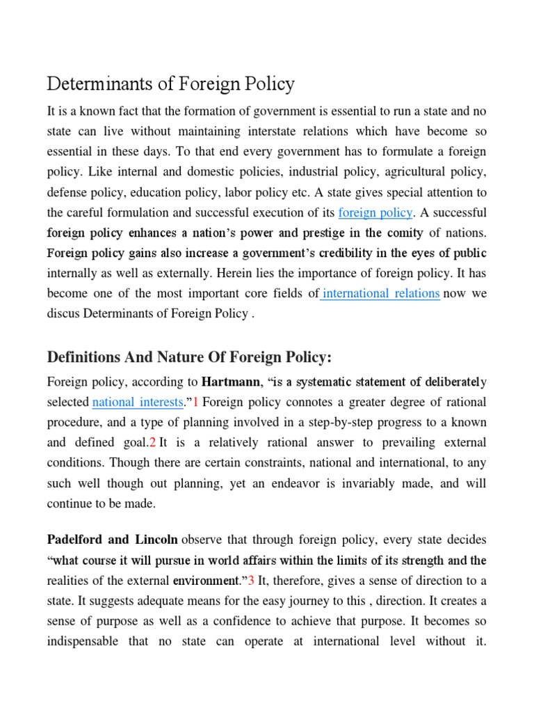 Determinants Of Foreign Policy Pdf Policy State Polity
