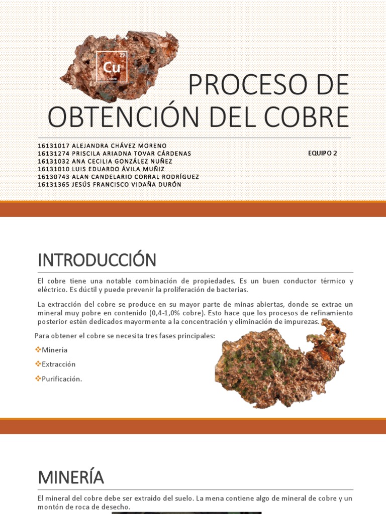 Proceso De Obtención Del Cobre Equipo 2 Cobre Minerales Prueba