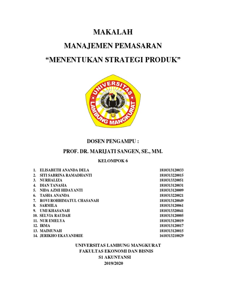Makalah Manajemen Pemasaran Menentukan Strategi Produk Dosen Pengampu Prof Dr Marijati Sangen Se Mm