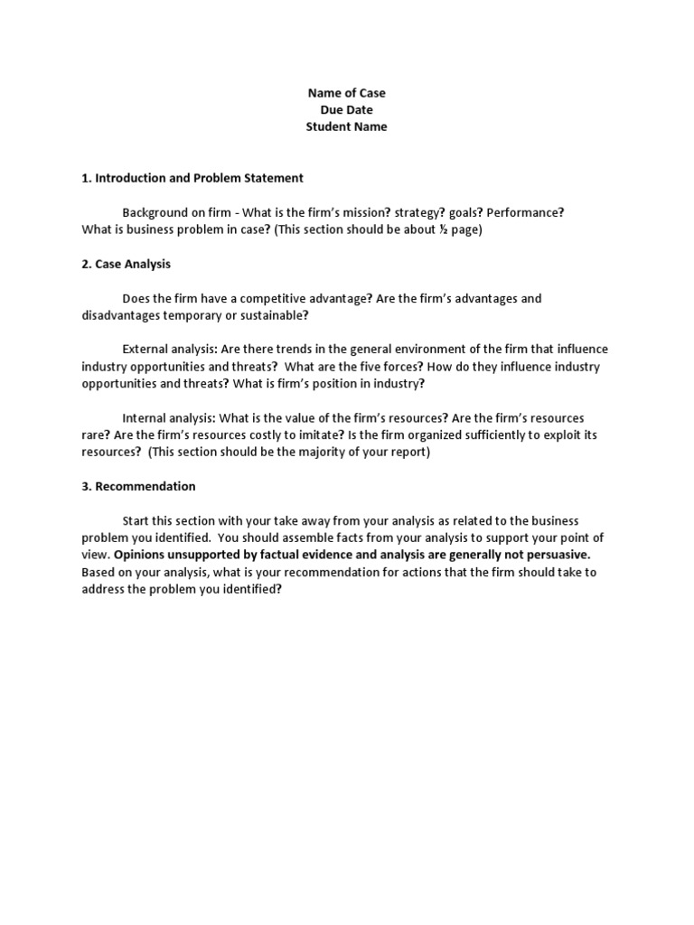 Case Analysis and Recommendations Guide | PDF | Business