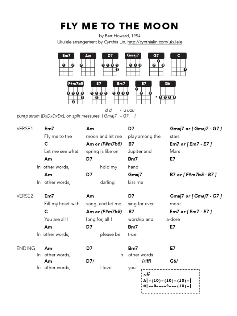 Fly Me To The Moon Ukulele Chord Chart Pdf Song Structure Elements Of Music
