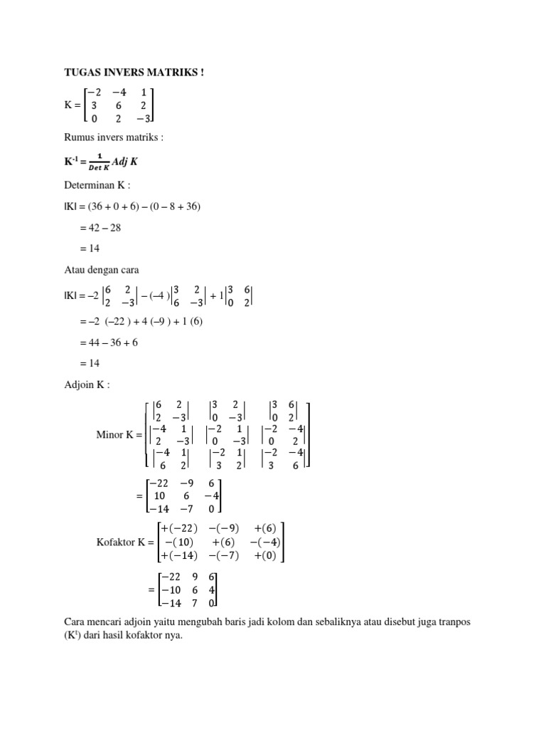 Tugas Invers Matriks