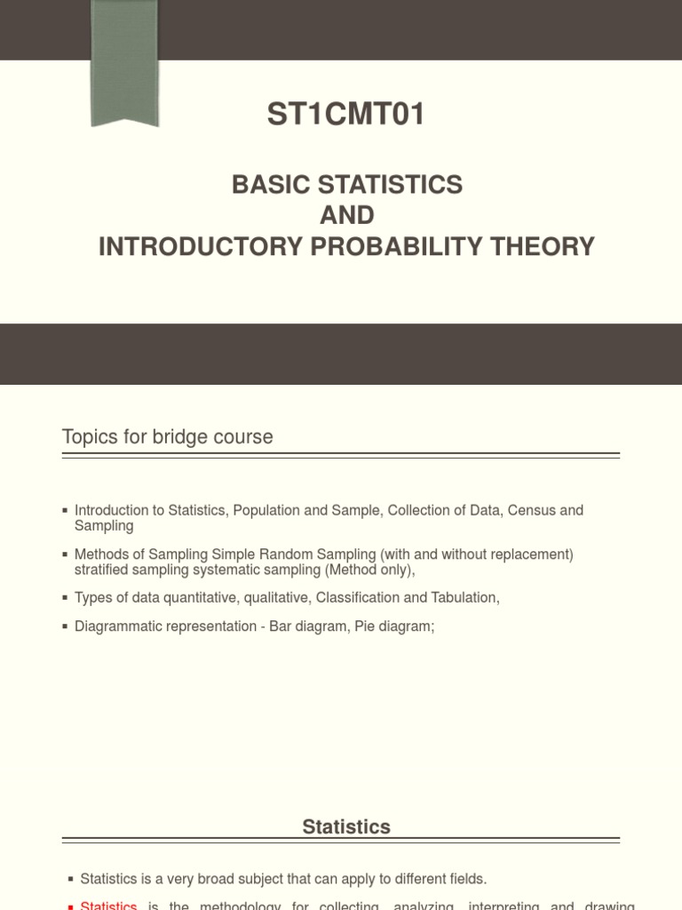 Intro to Basic Statistics Topics | PDF | Sampling (Statistics ...