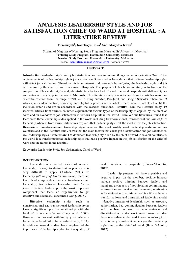 Firmansyah Literature Review | PDF | Transformational Leadership ...