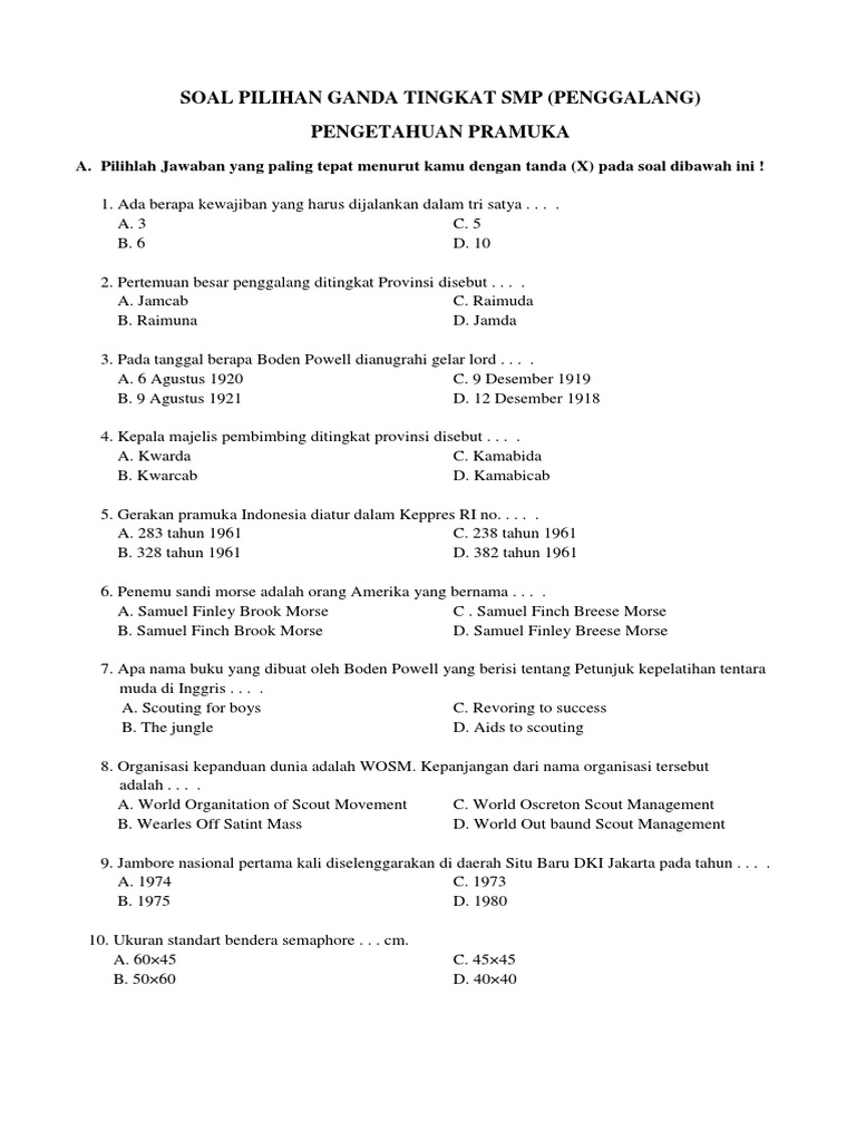 Soal Pramuka Penegak 2019 Docx